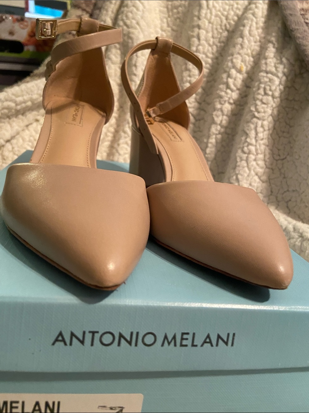 ANTONIO MELANI Pink Marble Block Heel Ankle Strap Pumps - Picture 5 of 16